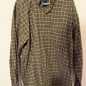 Structure Olive and White Checkered Shirt